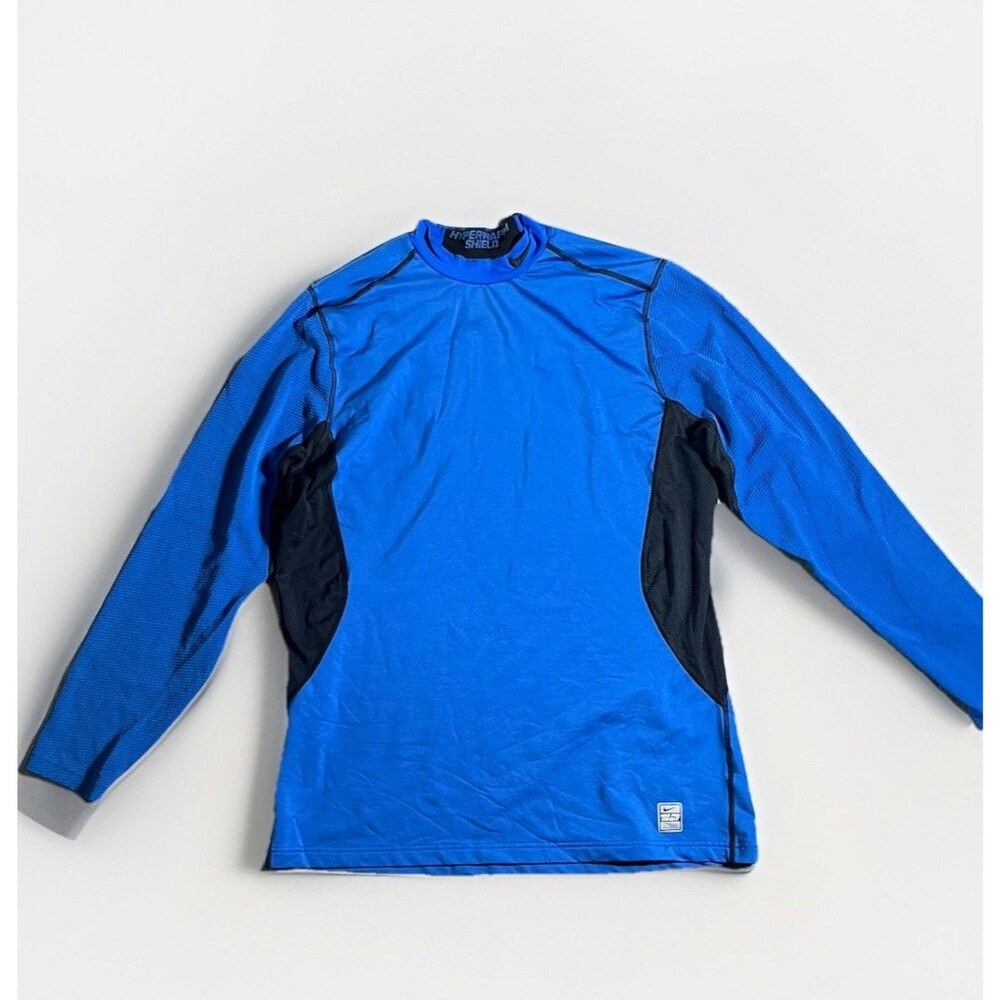 Nike Pro Combat Shirt Mens XL Blue Dri-FIT Long Sleeve Fitted Athletic Top